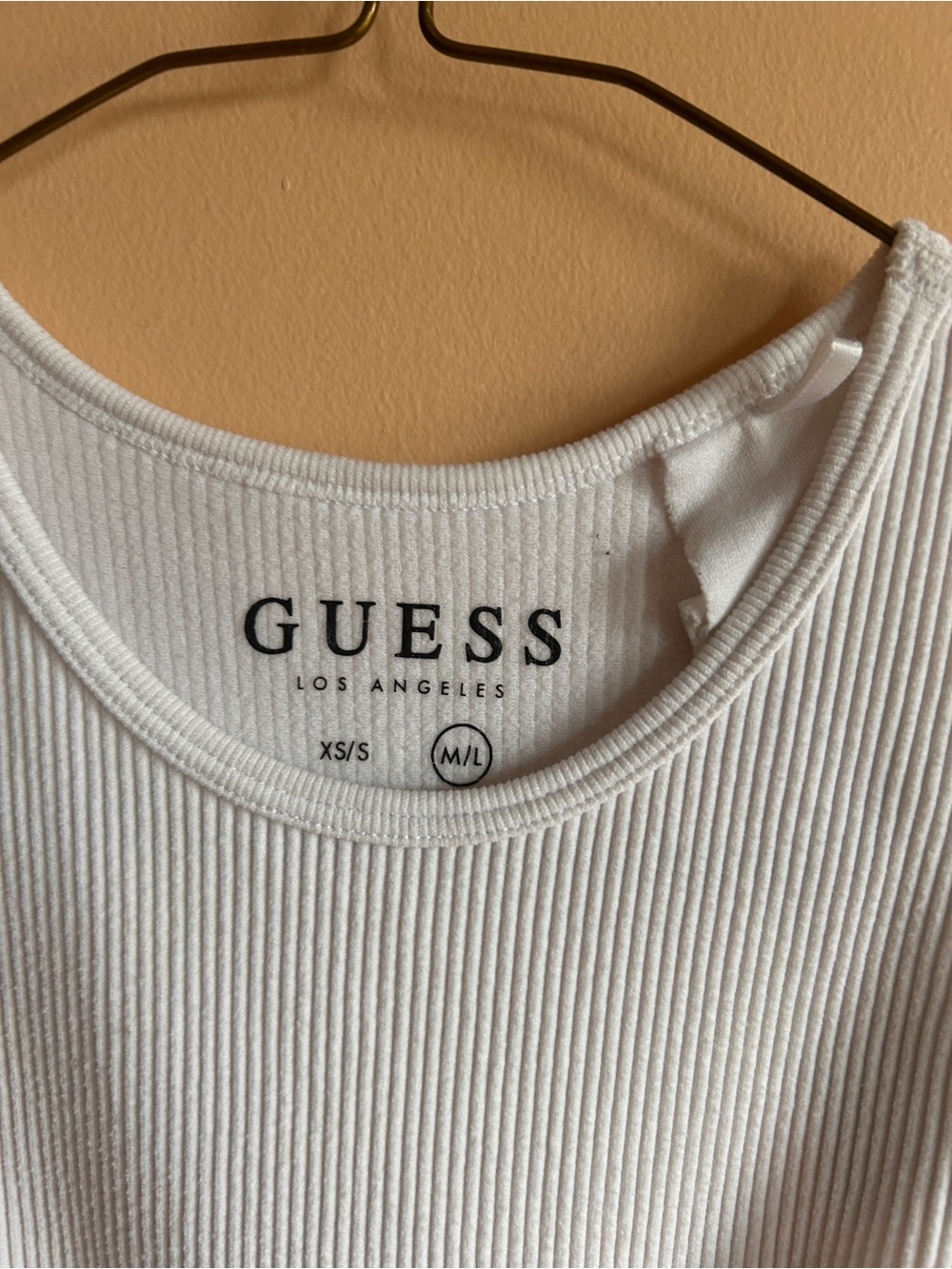 GUESS White Ribbed Cropped Tank Top - Picture 4 of 5